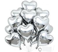 Ballons en Aluminium Coeur 24 Pièces, Ballons en Forme de Cœur Argentés de 18 Po, Kit de Décorations de Ballon à Hélium pour La Saint-valentin Mariage Fiançailles Bébé Anniversaire