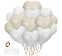 Ballons en Aluminium Coeur 24 Pièces, Ballons en Forme de Cœur Blanc Crème Blanc de 18 Po, Kit de Décorations de Ballon à Hélium pour La Saint-valentin Mariage Fiançailles Bébé Anniversaire