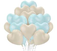 Ballons en Aluminium Coeur 24 Pièces, Ballons en Forme de Cœur Bleu Clair Crème de 18 Po, Kit de Décorations de Ballon à Hélium pour La Saint-valentin Mariage Fiançailles Bébé Anniversaire