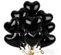 Ballons en Aluminium Coeur 24 Pièces, Ballons en Forme de Cœur Noir de 18 Po, Kit de Décorations de Ballon à Hélium pour La Saint-valentin Mariage Fiançailles Bébé Anniversaire