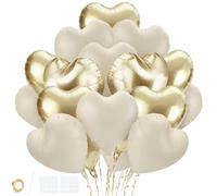 Ballons en Aluminium Coeur 24 Pièces, Ballons en Forme de Cœur Or Clair Crème de 18 Po, Kit de Décorations de Ballon à Hélium pour La Saint-valentin Mariage Fiançailles Bébé Anniversaire