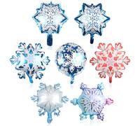 Ballons en Aluminium Frozen, Kit d'Anniversaire avec 7 Ballons en Forme de Flocons de Neige, Décorations d'Anniversaire Frozen, Pour Anniversaire, Baby Shower, Noël, Nouvel An, Fêtes d'Hiver