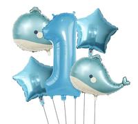 Ballons en aluminium mat pour 1er anniversaire Motif baleine sur le thème de l'océan