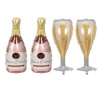 Ballons en aluminium Mylar pour bouteille de champagne, verre à vin, verre à vin, ballons en aluminium rose champagne pour anniversaire, fiançailles, enterrement de vie de jeune fille