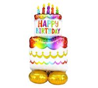 Ballons en Aluminium pour Anniversaire - Grandes Figurines d'Animaux avec Gâteau ou Figurine debout, Décoration de fête pour Enfants et Célébrations