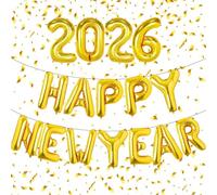 Ballons en aluminium pour décoration de fête avec inscription « Happy New Year » de 2026 à 40,6 cm - Pour le Nouvel An