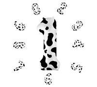Ballons en forme de chiffre 1 - 101,6 cm - Auto-gonflant - Ballons en aluminium en forme de chiffre 1 - Pour décoration de fête d'anniversaire, Nouvel An, célébration d'entreprise (imprimé vache #1)