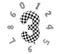 Ballons en forme de chiffre 3 - 101,6 cm - Auto-gonflant - Ballons en aluminium en forme de chiffre 3 - Pour décoration de fête d'anniversaire, Nouvel An, célébration d'entreprise (carreaux #3)