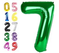 Ballons en forme de chiffre 7 - Vert foncé - Décorations de 17e anniversaire - Pour garçons et filles - 101,6 cm - Grand ballon pour 7, 17, 27, 70 ans, anniversaire de mariage, Noël, Nouvel An