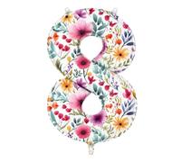Ballons en forme de chiffre 8 pour décoration d'anniversaire Wildflower | Décorations d'anniversaire en forme de fleur, ballons d'anniversaire en forme de chiffre 8, ballons colorés pour 8e