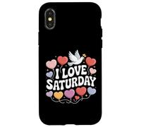Ballons en forme de cœur I Love Saturday Peace Dove Coque pour iPhone X/XS
