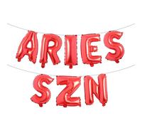 Ballons en forme de lettres de l'alphabet - Aries SZN 40,6 cm - Ballon en aluminium Mylar pour fête d'anniversaire de mars ou avril (Bélier SZN rouge)