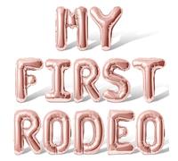 Ballons en forme de lettres de l'alphabet « My First Rodeo » de 40,6 cm en aluminium Mylar pour 1er anniversaire (or rose)