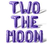 Ballons en forme de lettres de l'alphabet - Two The Moon - 40,6 cm - Ballon en aluminium Mylar pour 2e anniversaire (violet)