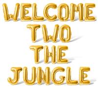 Ballons en forme de lettres de l'alphabet - Welcome Two The Jungle 40,6 cm - Ballon en aluminium Mylar pour 2e anniversaire (doré)