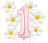 Ballons en forme de marguerite pour décoration d'anniversaire - 101,6 cm en mylar or rose en forme de chiffre 1 - Ballons marguerites pour décoration d'anniversaire de bébé