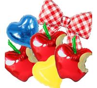 Ballons en forme de pomme avec nœud - Rouge, jaune, bleu - Décoration de fête sur le thème des contes de fées - Décorations d'anniversaire sur le thème des fruits