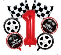 Ballons en forme de voiture de course pour garçons - Décoration d'anniversaire pour garçons - 101,6 cm - Ballon en aluminium Mylar noir et rouge - Décoration de fête sur le thème de la voiture