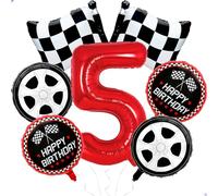 Ballons en forme de voiture de course pour garçons - Décorations d'anniversaire sur le thème de la voiture de course - 101,6 cm - Pour décoration de 5e anniversaire sur le thème de la voiture de