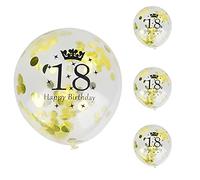 Ballons en Latex de 12 pouces imprimés, couronne transparente, fournitures de fête, décorations d'anniversaire, or Rose, or Rose en option, 10 pièces (doré 18 ans)