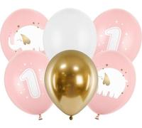 Ballons en latex éléphant d'un an, rose pastel 30cm, 6 pièces