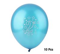 Ballons en latex numéro 2 de qualité supérieure, décoratifs, motif cœur doux, étoile, pour fête d'anniversaire, décoration d'anniversaire, ensemble de 10 pièces, rose, rouge, bleu (Bleu clair)