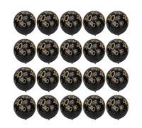 Ballons en Latex pour 40e anniversaire, 20 pièces, 12 pouces, décorations de fête d'anniversaire, ballons avec confettis dorés et noirs pour décoration de fête de mariage (Noire)