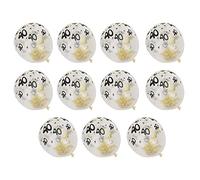 Ballons en latex transparents x10 avec motif numéro 40, 12 pouces - Décoration festive anniversaire, mariage et fête, confettis brillants pour ambiance élégante (boules de confettis dorés)