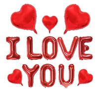 Ballons en mylar en forme de cœur avec inscription « I Love You » pour Saint-Valentin, fête prénuptiale - Décoration de mariage romantique - 40,6 cm - Rouge