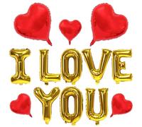 Ballons en mylar en forme de cœur avec inscription « I Love You » pour Saint-Valentin, fête prénuptiale et décoration de mariage romantique - 40,6 cm - Rouge
