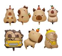 Ballons en Papier d'aluminium 7pcs Mignons Capybara Ballons à thème Animal décorations d'anniversaire pour Baby Shower, Sexe révéler des Fournitures