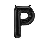 Ballons en plastique Lettres Noir - 40/80/100 cm pour anniversaire Mariage Fête Décoration Joyeux anniversaire JGA cadeau Ballon de fin d'études Ballon géant ABI grand XXL petit garçons (40 cm - P)