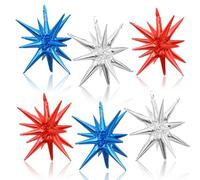 Ballons étoiles rouges bleues argentées de 55,9 cm en aluminium pour anniversaire, remise de diplôme, 4 juillet, jour de l'indépendance, décoration de fête patriotique américaine