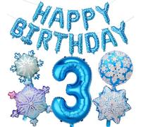 Ballons Flocons de Neige, Ballon Anniversaire 3 Ans, Ballons Aluminium Flocon de Neige, Thème Neiges Balloon, Geburtstag Deko, Kinder-Partys,Themen