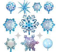 Ballons flocons de neige, kit de 12 ballons flocons de neige pour anniversaire, décoration d'anniversaire La Reine des Neiges