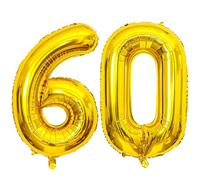 Ballons géants dorés en forme de 60 chiffres, 101,6 cm, géants et géants en Mylar avec numéro à l'hélium, ballons numériques pour anniversaire 60 ans, 60 ans, événements 60 ans, décorations de fête