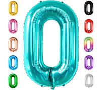 Ballons géants en forme de chiffre 0 - 101,6 cm - 101,6 cm - Ballon bleu Tiffany 0 pour fête d'anniversaire sur le thème de l'océan - Ballon en Mylar bleu numéro 0 - Décorations d'anniversaire sirène bleue