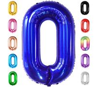 Ballons géants en forme de chiffre 0 bleu marine - 101,6 cm | Ballon à 0 chiffres | Ballon bleu marine 0 pour fête d'anniversaire sur le thème de l'océan | Ballon en Mylar bleu marine numéro 0 | Décorations d'anniversaire sirène bleu marine