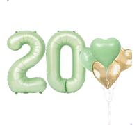 Ballons géants en forme de chiffre 20 en feuille Mylar pour filles et femmes - 101,6 cm - vert sauge - pour décoration de fête - vert sauge