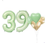 Ballons géants en forme de chiffre 39 en feuille Mylar pour filles et femmes - 101,6 cm - Vert sauge - Vert olive - Pour décoration de fête - Fournitures