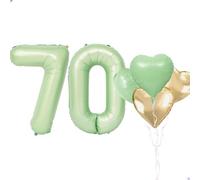 Ballons géants en forme de chiffre 70 en feuille Mylar pour filles et femmes - Vert sauge - 101,6 cm - Décoration de fête - Vert sauge