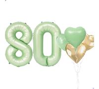 Ballons géants en forme de chiffre 80 en feuille Mylar pour filles et femmes - Vert sauge - 101,6 cm - Décoration de fête - Vert sauge