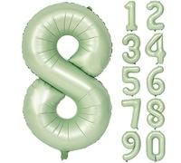 Ballons géants en forme de chiffre de 101,6 cm en feuille d'hélium Mylar vert olive pour décoration de fête d'anniversaire de garçons et filles