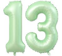 Ballons géants en forme de chiffre pour décoration de fête de garçons et filles - 101,6 cm - vert clair - 13e ou 31 - ballon en aluminium géant en forme de chiffre pour décoration de fête de garçons