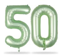 Ballons géants pour 50e anniversaire - 101,6 cm - Auto-gonflants - Ballons verts en forme de chiffres 50 et 0 - Ballons à l'hélium pour 50e anniversaire de mariage - Vert olive