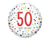 Ballons gonflables en aluminium - Motif confettis - Pour anniversaire et fête - Chiffres de 18 à 60 - Pour air et hélium - Édition 50e anniversaire