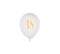 Ballon fête 18 Ans Blanc et doré en Latex de 23cm (x8) R/6571