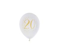 Ballons gonflables - Joyeux Anniversaire - 20 ans - Blanc et doré - Hélium - 23 cm