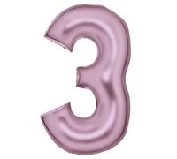 Ballons gonflables XXL - Rose pâle mat de soie - Chiffre 0 à 9 - Décoration pour anniversaire et fête - 86 cm - Chiffres rose pastel - Décoration d'anniversaire d'enfant - Édition : 3ème anniversaire