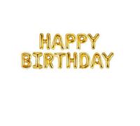 Ballon en aluminium doré PartyDeco « Joyeux anniversaire » 340 x 35 cm